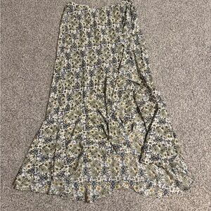 Max Studio Botanical Garden Maxi Skirt in Navy and Cream